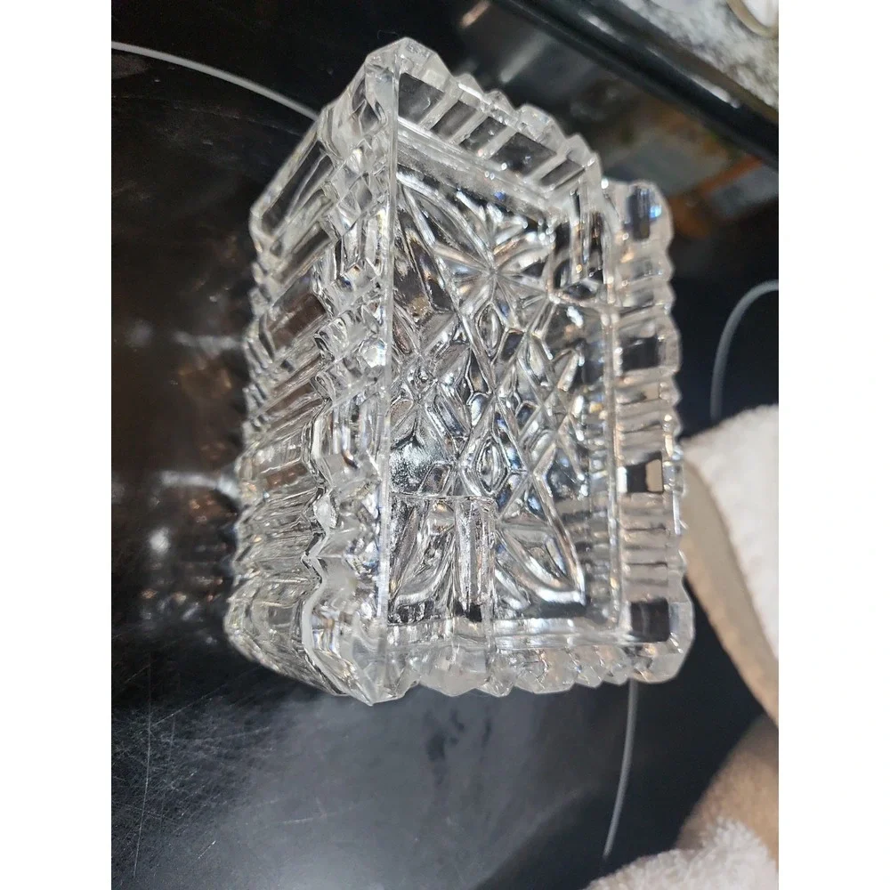 Vintage~Heavy Cut Crystal~Cigarette Box~Reversible Ashtray Lid~Trinket~Jewelry